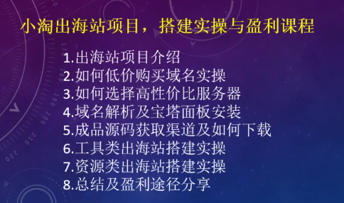 小淘出海站项目,搭建实操与盈利课程-小淘项目组