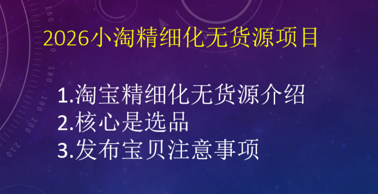 2026小淘精细化无货源项目-小淘项目组